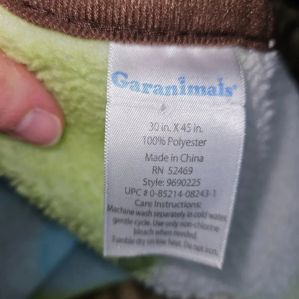 Garanimals Fleece Baby Blanket 30x45 Giraffe Elephant Monkey Tiger Turtle Bird